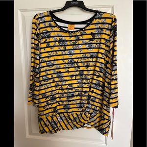 Ruby Rd Woman plus size 3X Gold Black stripe top